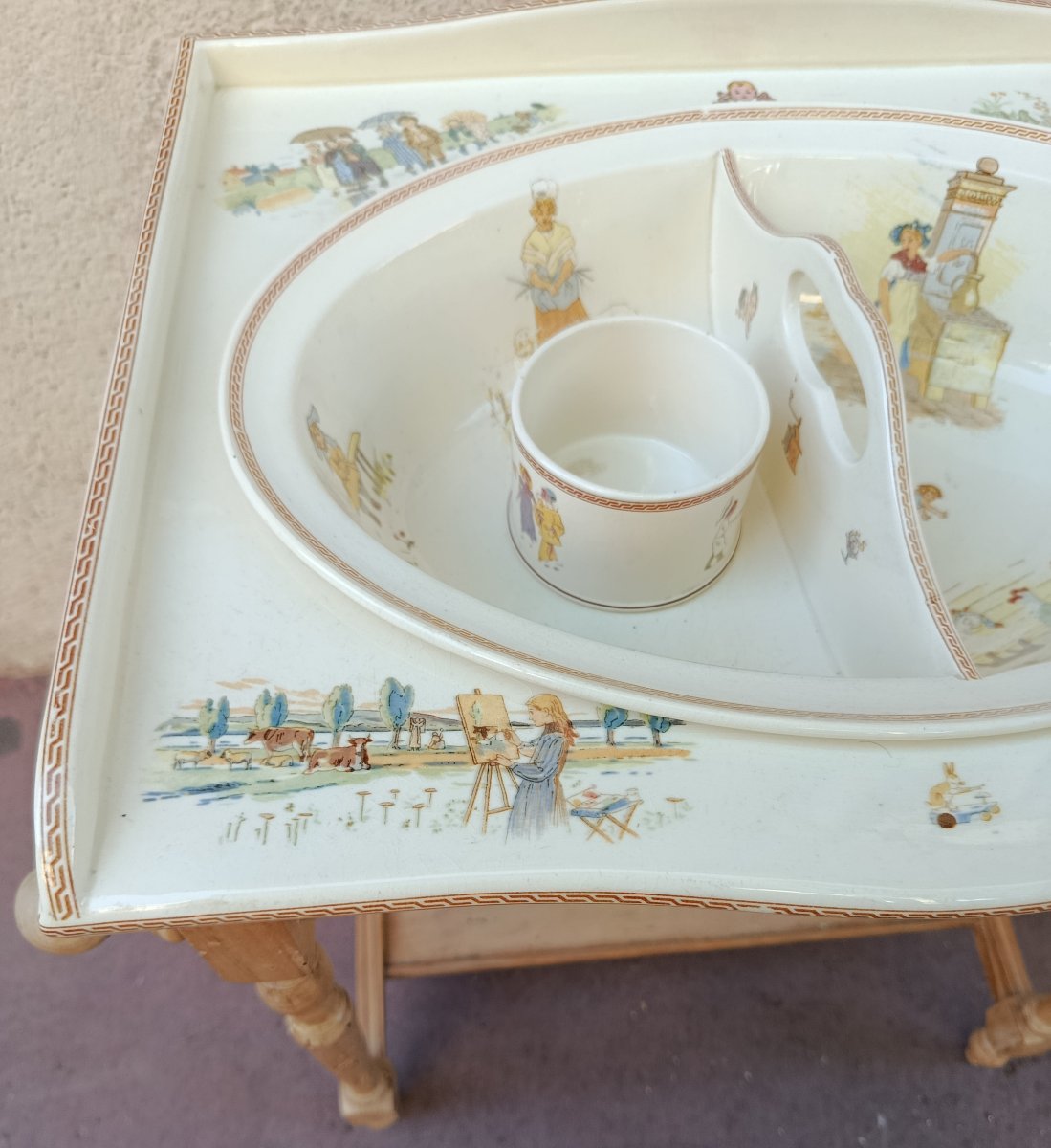 Children's Vanity Set, Sarreguemines, Early 20th Century-photo-2