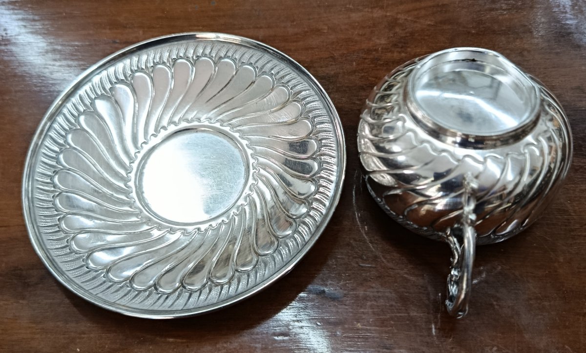 Petite tasse et sa sous-tasse en Argent XIX-photo-4