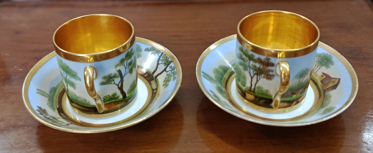 " Danseurs " paire de tasses litron Paris XIX-photo-2