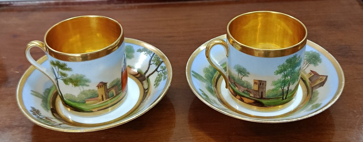 " Danseurs " paire de tasses litron Paris XIX-photo-3