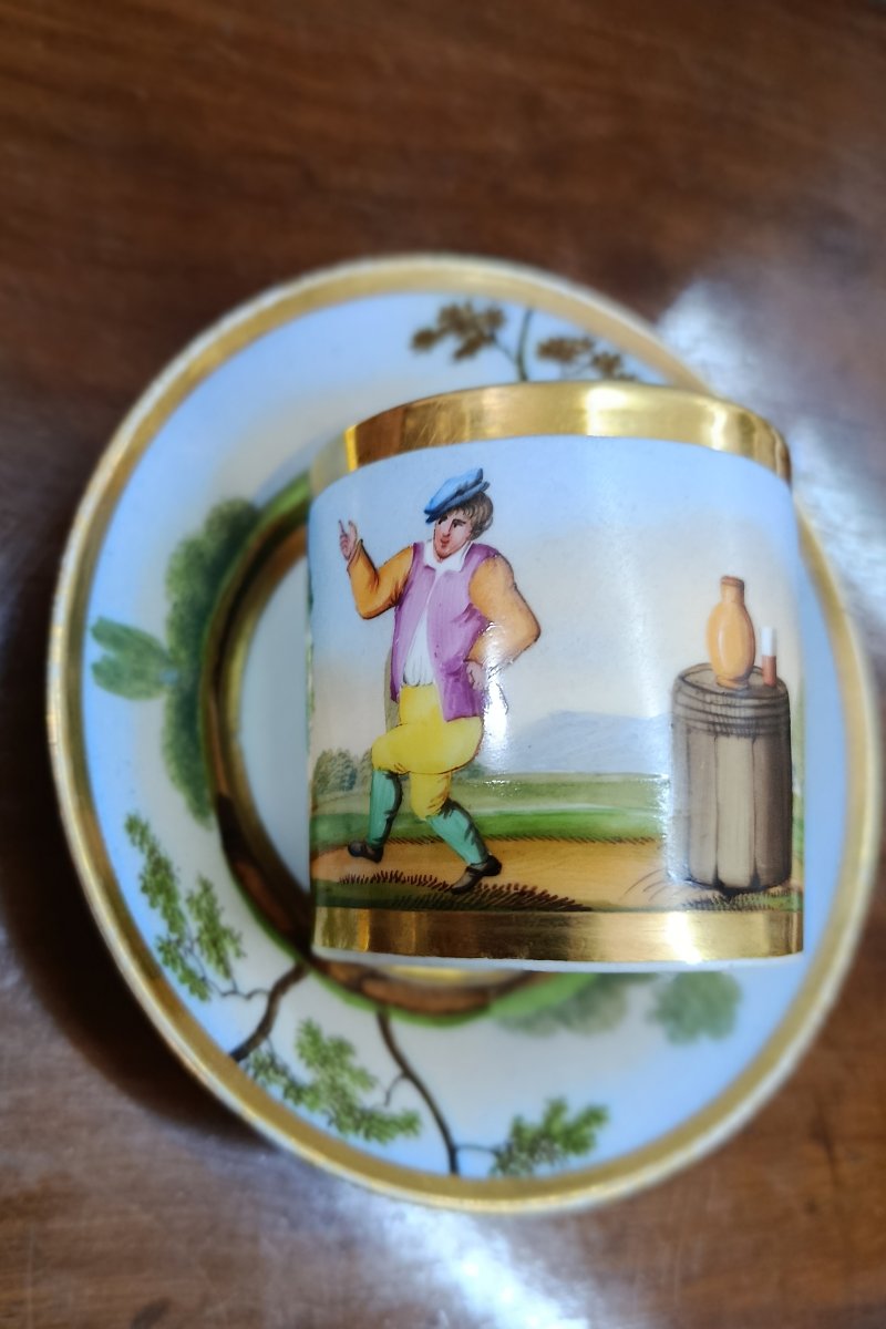 " Danseurs " paire de tasses litron Paris XIX-photo-1