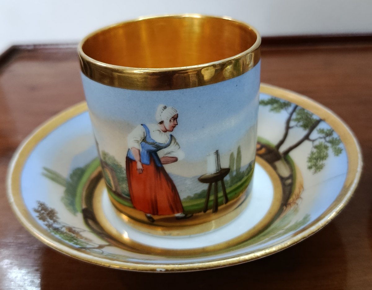 " Danseurs " paire de tasses litron Paris XIX-photo-2