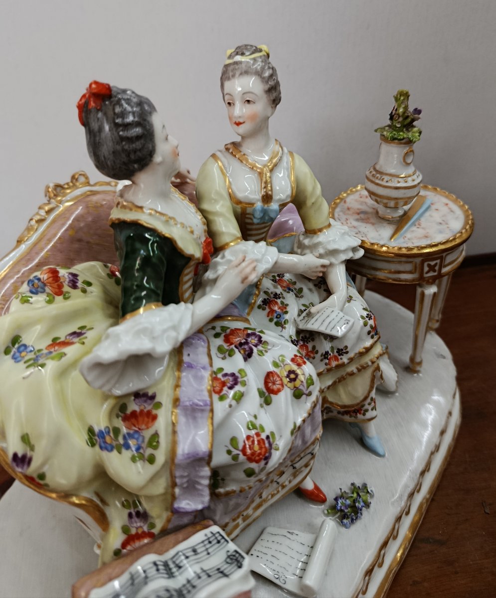 "the Conversation"—a Porcelain Group From Volkstedt, Germany? 19th Century-photo-2