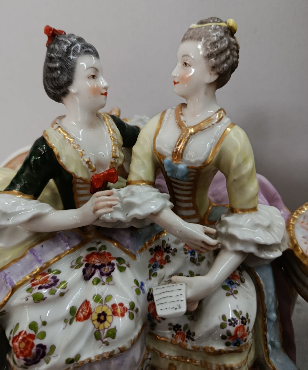 "the Conversation"—a Porcelain Group From Volkstedt, Germany? 19th Century-photo-3