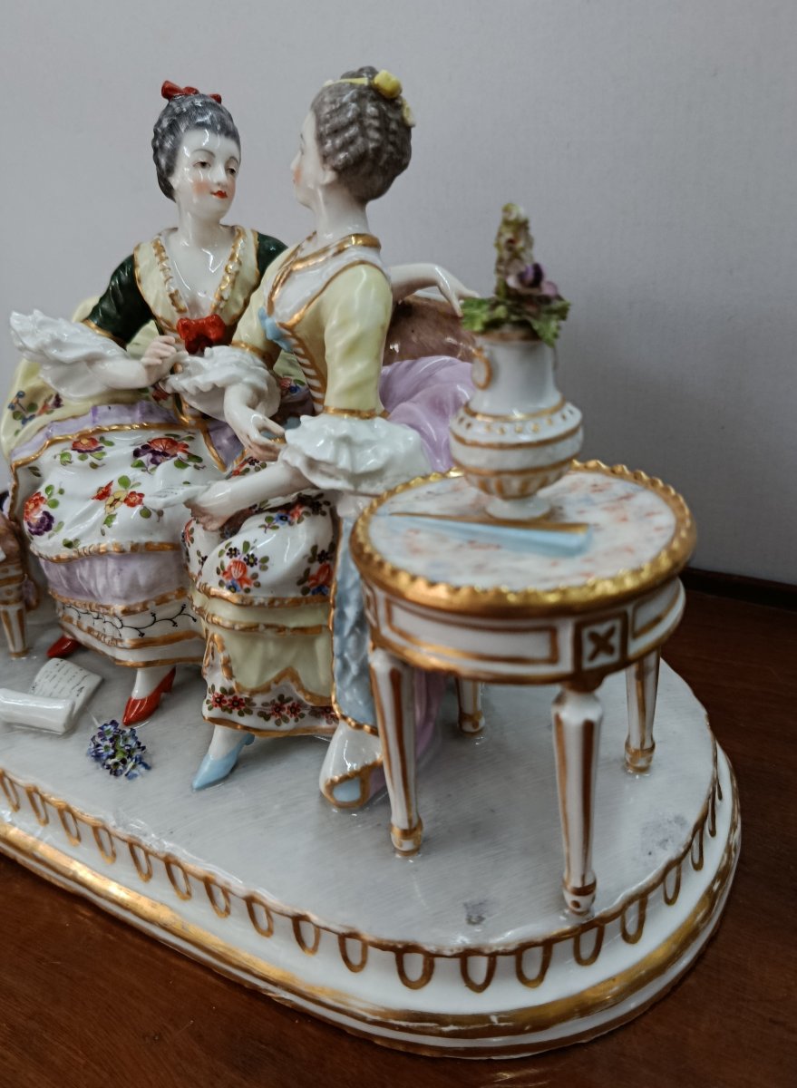 "the Conversation"—a Porcelain Group From Volkstedt, Germany? 19th Century-photo-1