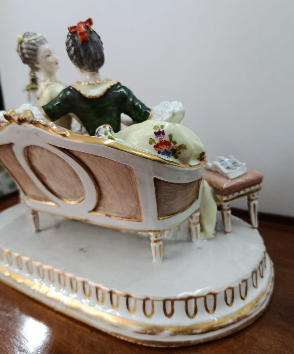 "the Conversation"—a Porcelain Group From Volkstedt, Germany? 19th Century-photo-3