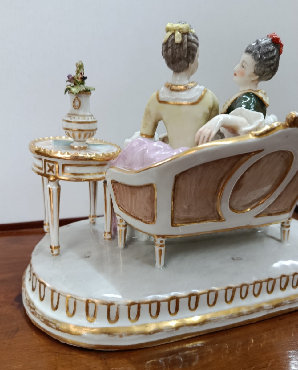 "the Conversation"—a Porcelain Group From Volkstedt, Germany? 19th Century-photo-4