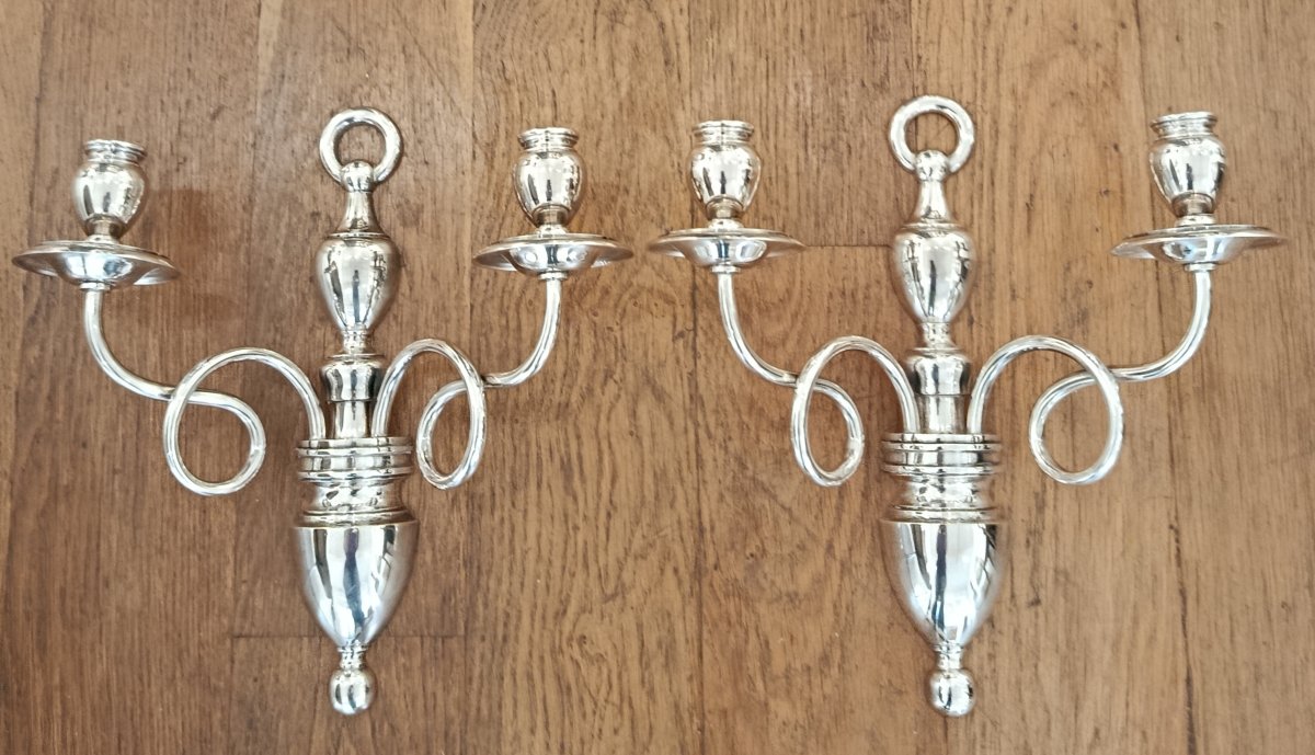 Paire d'appliques en métal argenté torsadées  XX