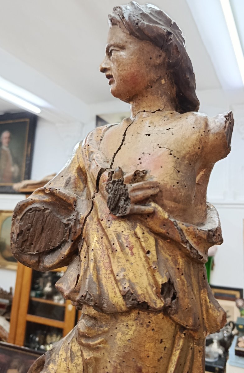 "Saint " sculpture en bois XVII / XVIII ème -photo-2