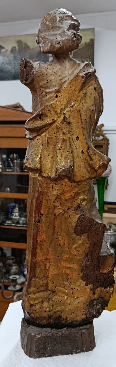 "Saint " sculpture en bois XVII / XVIII ème -photo-3