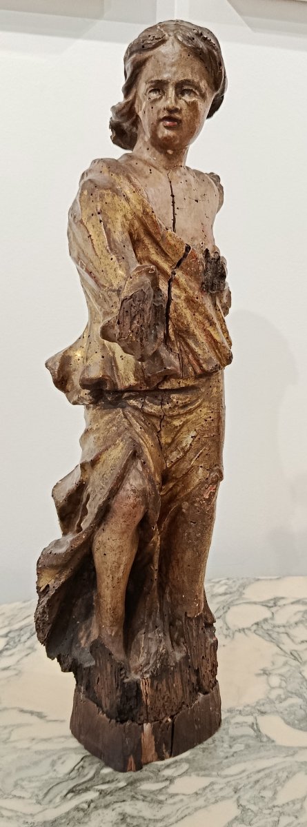 "Saint " sculpture en bois XVII / XVIII ème -photo-4