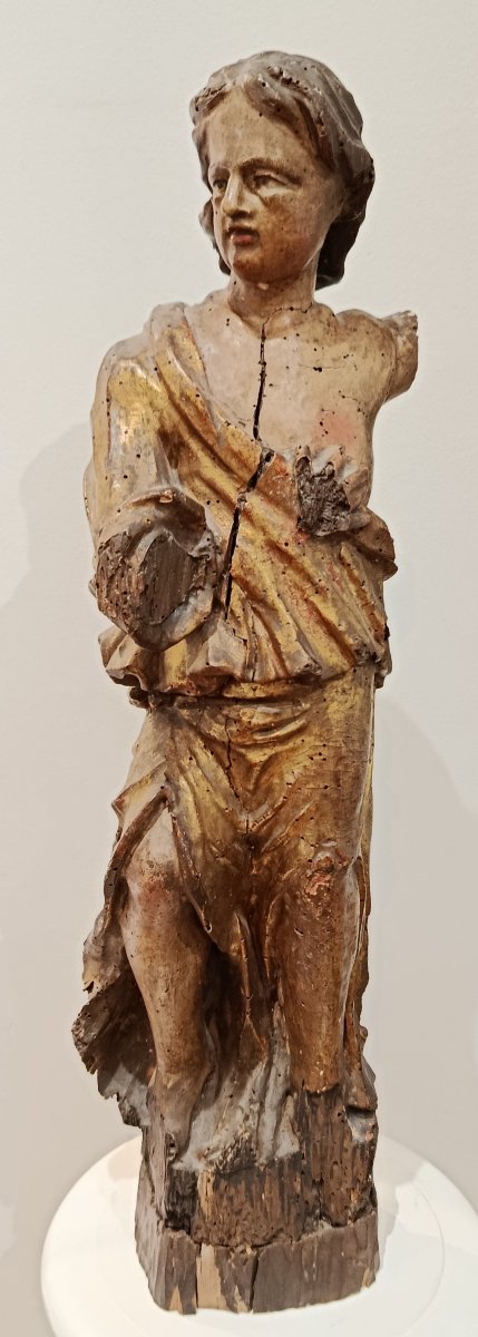 "Saint " sculpture en bois XVII / XVIII ème -photo-5