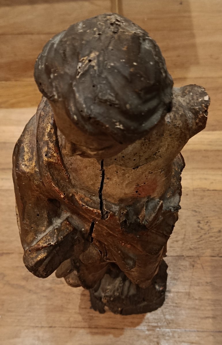 "Saint " sculpture en bois XVII / XVIII ème -photo-6
