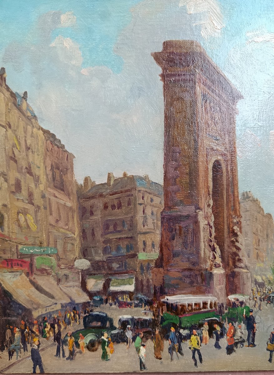 Pierre Forest, "paris, Porte Saint-denis," Oil On Canvas, XX-photo-3