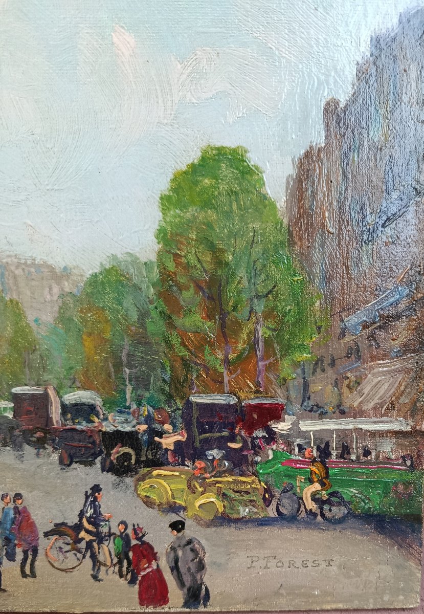 Pierre Forest, "paris, Porte Saint-denis," Oil On Canvas, XX-photo-4