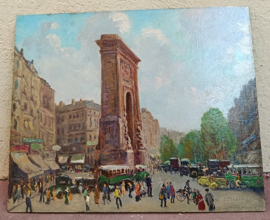 Pierre Forest, "paris, Porte Saint-denis," Oil On Canvas, XX-photo-2