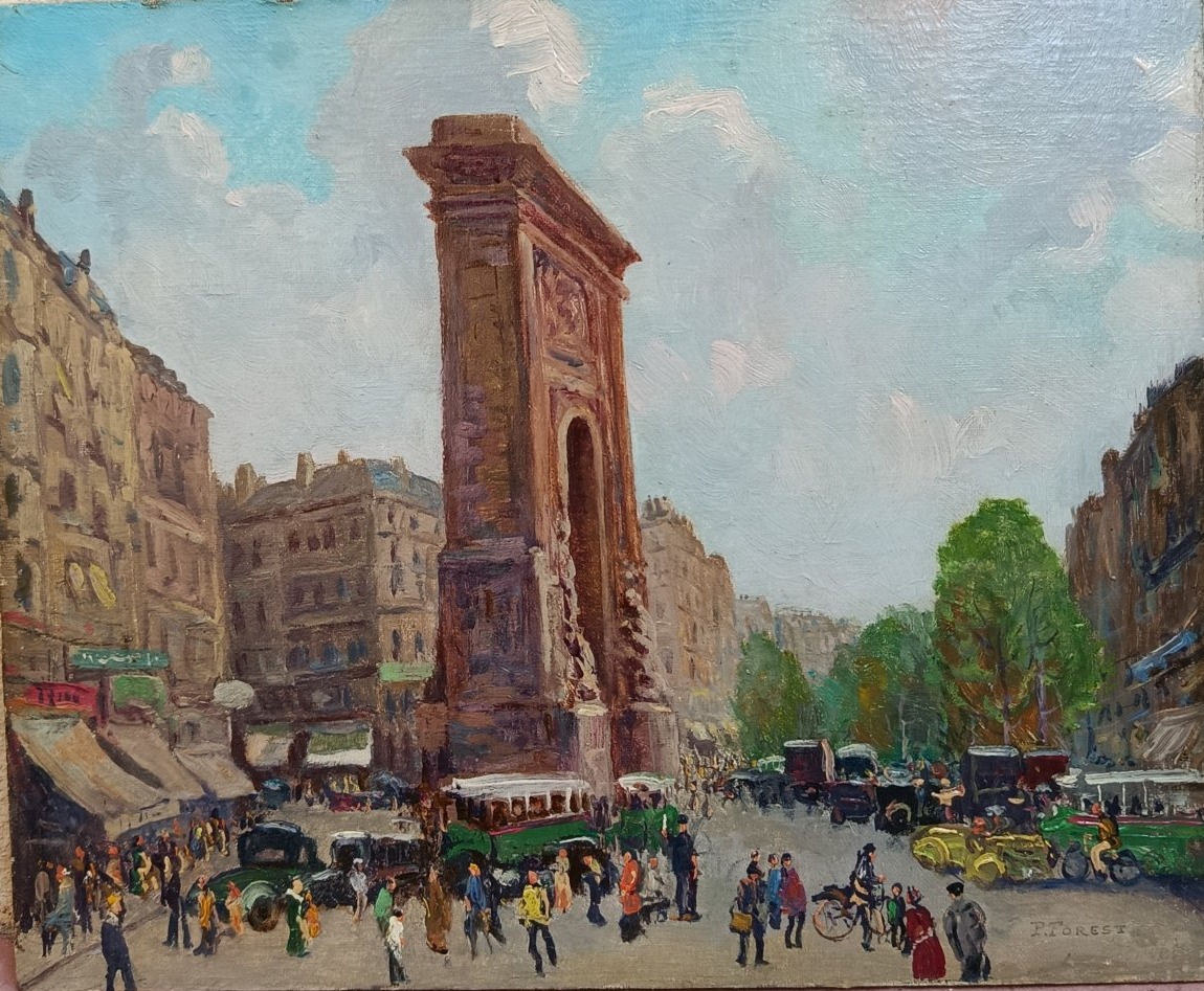 Pierre Forest, "paris, Porte Saint-denis," Oil On Canvas, XX