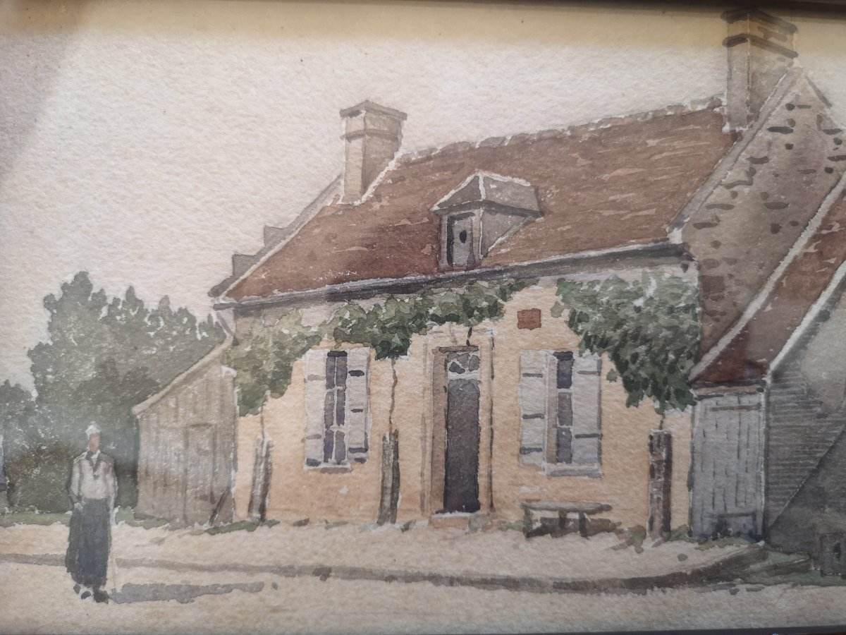 The House - Watercolor Early 20th Century-photo-2