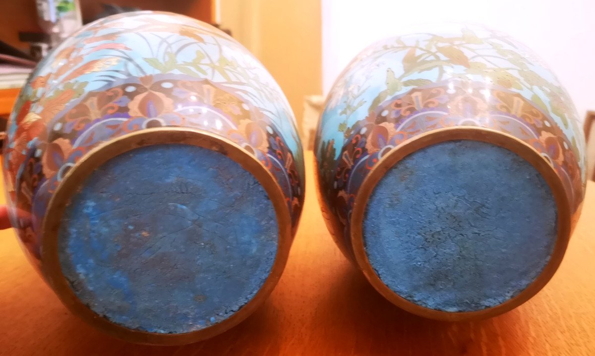 Pairs Of Cloisonne Enamel Vases Japan Nineteenth-photo-4