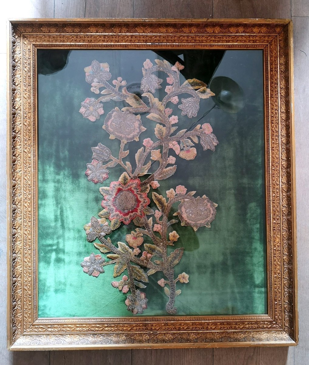 Bouquet Of Flowers In Embroidery Late Eighteenth Early Nineteenth