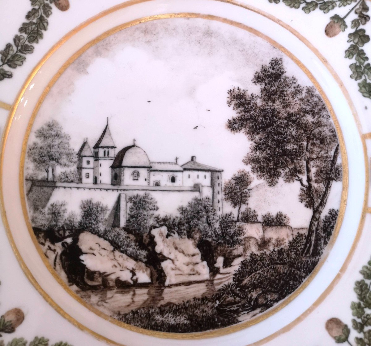 Assiette En Porcelaine Début XIXe Vue d'Italie-photo-2