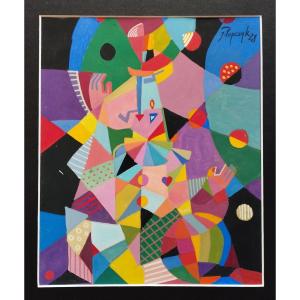 "juggler" Cubist Work By Joseph Popczyk