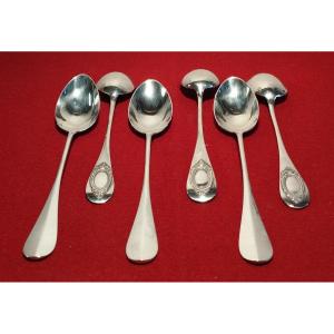 6 Small Silver Spoons Gabert Henry XIX