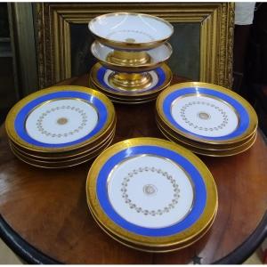 Paris Duhamel Porcelain Service Of 14 Pieces XIX