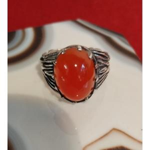Leroyer Ear Of Wheat Silver And Carnelian Ring