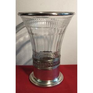 Silver And Crystal Vase Forgelot Charles 1900