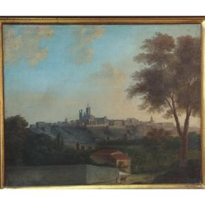 Vue de la Ville de Béziers Huile sur toile XIX