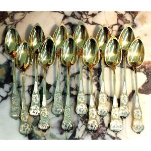 12 Small Spoons Vermeil Minerva XIX