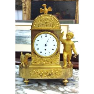Cythère Clock "l'amour Messenger" Golden Bronze Movement J. Baillon