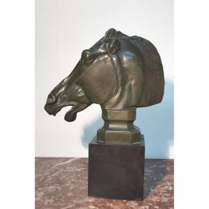 Barbedienne  Bronze Sculpture Tête  de Cheval 
