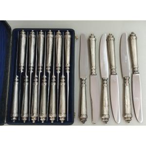 18 Pradel Montpellier 19th Century Silver Dessert Knives