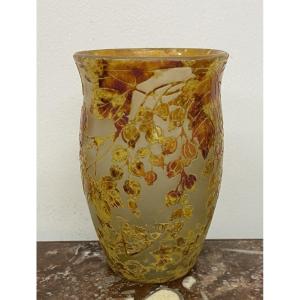 Daum Nancy Art Nouveau Rosehip Vase 