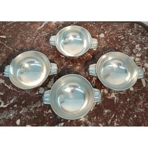 4 Silver Ear Bowls, Orfèvre Boulenger XX