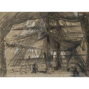 Dessin au crayon «Projet de décor de théâtre»