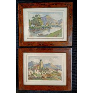 Charles Bernard Watercolors Landscapes Of The Basque Country