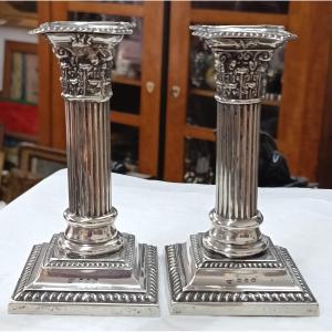 Pair Of Birmingham Silver Candlesticks 1896