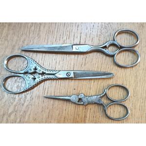 3 Pairs Of 19th-century Steel Sewing Scissors