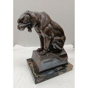 C. Charles sculpture Tigre Art déco