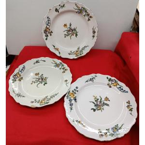Faïence de Montpellier 3 assiettes XVIII ème 