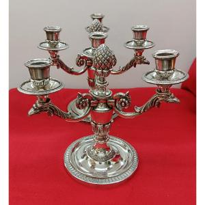 Paire de Chandeliers en métal argenté Chrysalia 