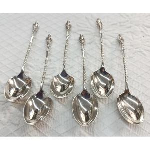 6 cuillères à thé apôtres en argent  sheffield fin XIX