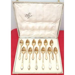 12 Small Spoons In Silver And Vermeil XIX