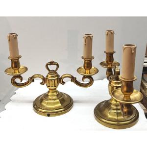 Pair Of Two-arm Bronze Candlesticks