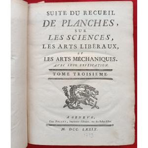 1779 Suite du recueil de planches Sciences T.3 / Pellet Genève