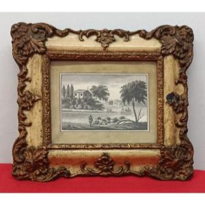 Wash Drawing "lakeside "  Landscape 18 Th Century Italy