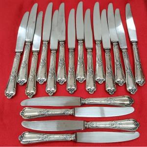 18 Eva Silver-plated Louis XV-style Table Knives